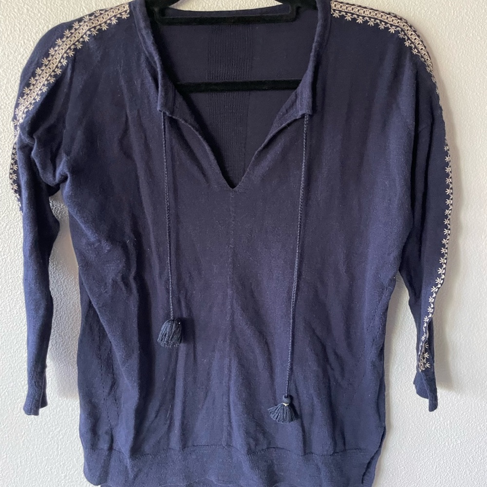 Dark navy blue sweater top. LOFT
